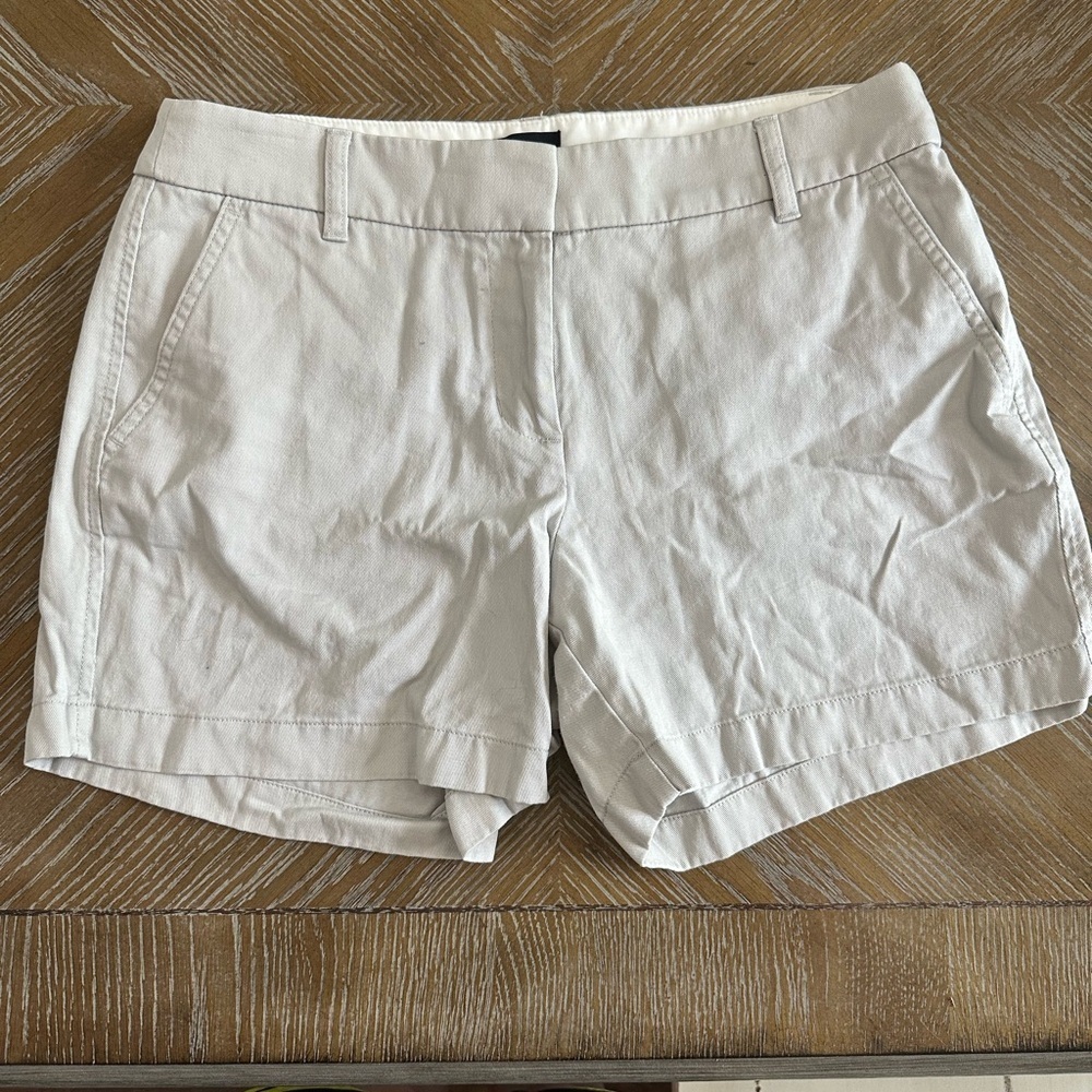 J.Crew Womens Chino Shorts Off White Light Grey Casual Summer Size 8
